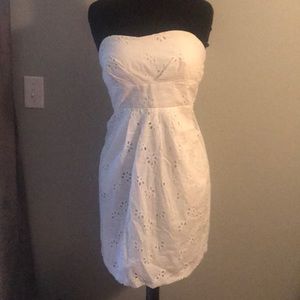 White eyelet strapless dress
